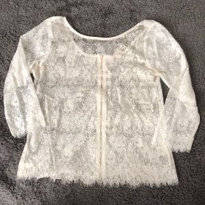 Ivory gold foil lace top